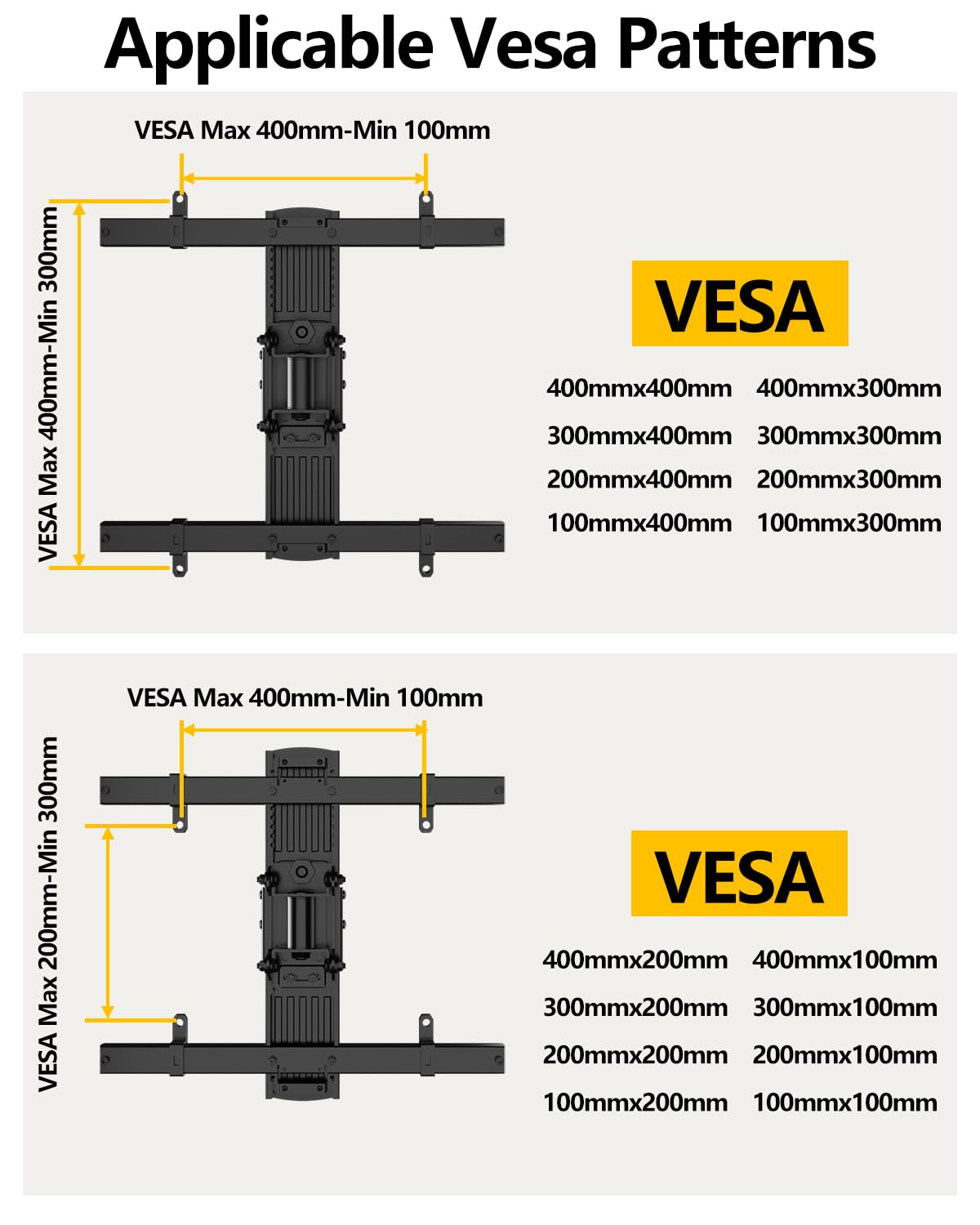 Corner TV Mount Long Arm TV Wall Mount Bracket for 27-70" Screen,VESA 400x400mm, Holds 100 lbs HY9488-B