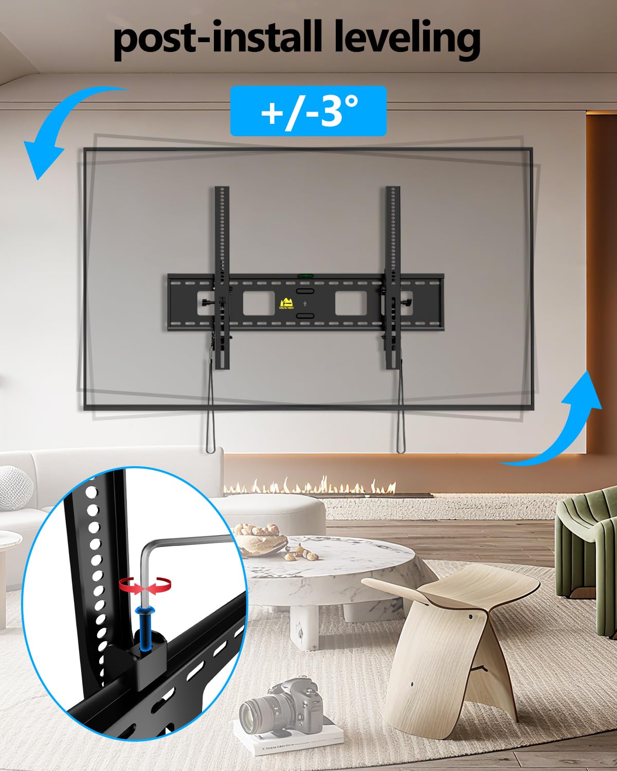 Heavy Duty Tilting TV Wall Mount for Large TVs 55-120 Inch, Tool-Free Tilt Low Profile TV Mount,3-Stud Wall Mount Universal Bracket,VESA 900x600, Holds 275lbs, Fits 16/18/24/32" Studs