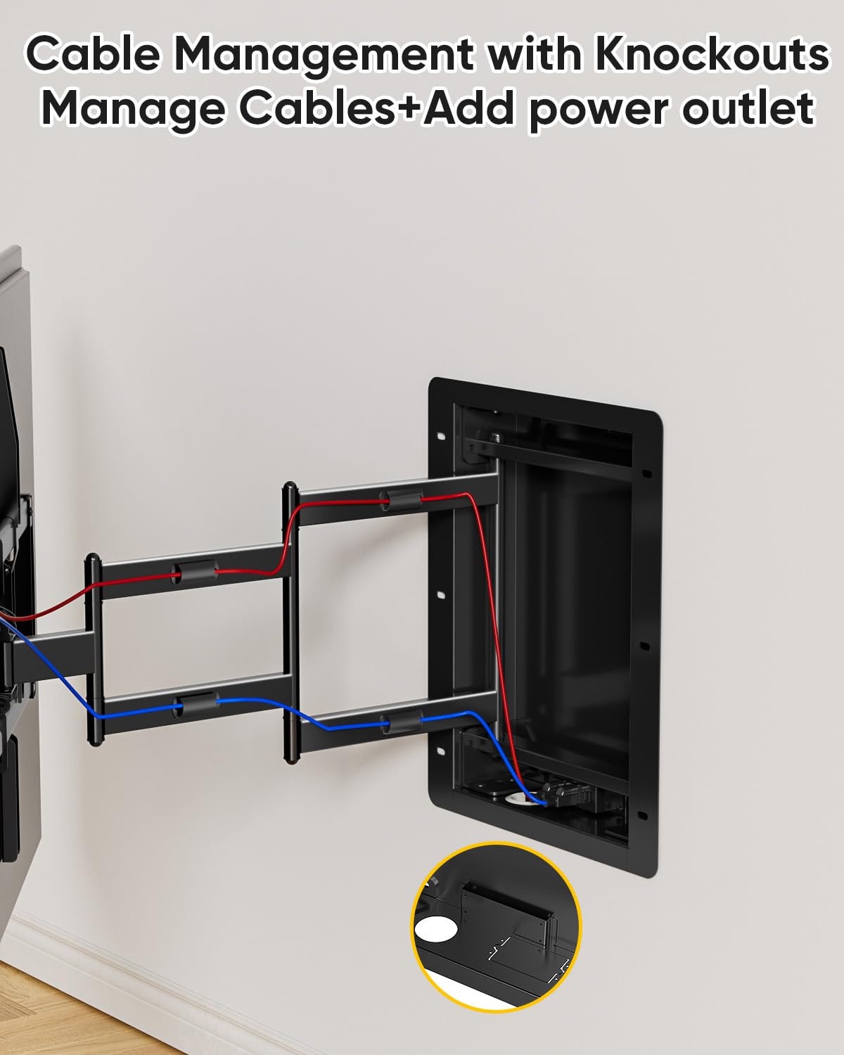 Recessed TV Wall Mount for 50-100" TVs, Holds 176 lbs, VESA 800X600 Heavy Duty Full Motion in-Wall TV Mount for Flush Installation,Tilts, Swivels,Low Profile Design,Fits 16" Wood Stud