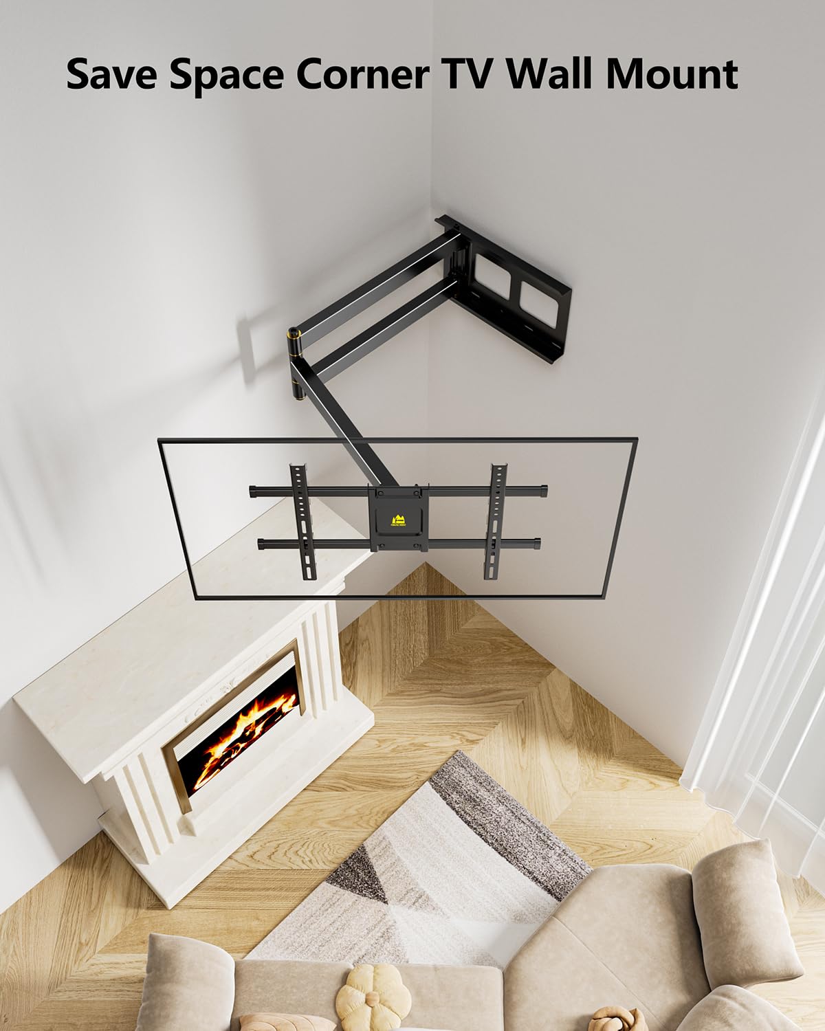 TV Mount, Height Setting Full Motion 36" Extends, Fits 42"-90" TVs,Holds 150lbs,VESA 600x400mm,Included HDMI Cable, HY9397-B