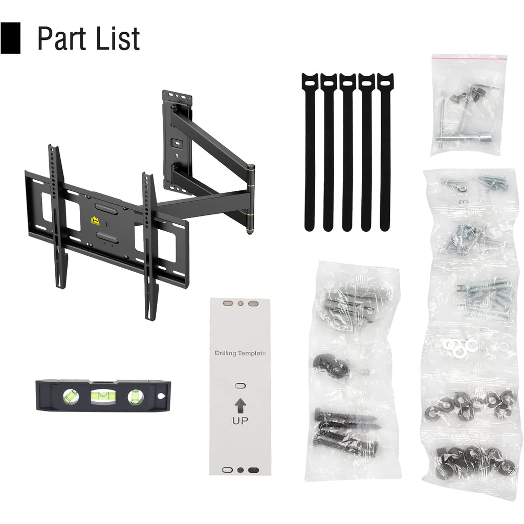 Corner TV Wall Mount Long Arm TV Mount for 23"-60" TVs-Easy to Install Single Stud Design- 33" of Smooth Extension Plus Swivel,Tilt,Holds 99lbs,Universal Bracket Max VESA 400X400mm,HY9414