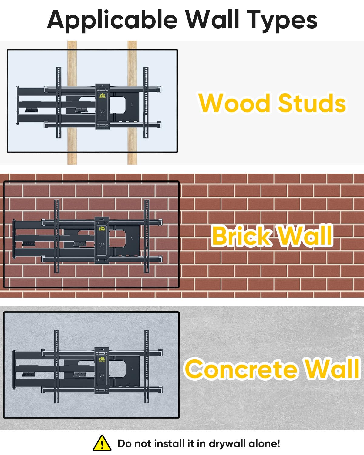 Full Motion Wall Mount TV Bracket with 43” Extension & Swivel Articulating Arm , Fits 42 to 80 Inch,Holds up to 110 lbs, VESA 600x400mm