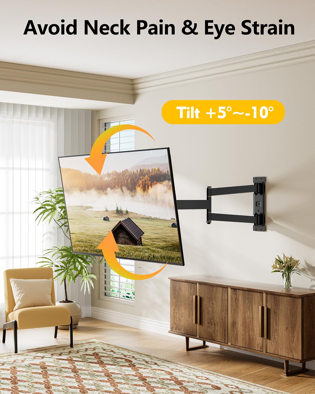 Corner TV Mount Long Arm TV Wall Mount Bracket for 27-70" Screen,VESA 400x400mm, Holds 100 lbs HY9488-B