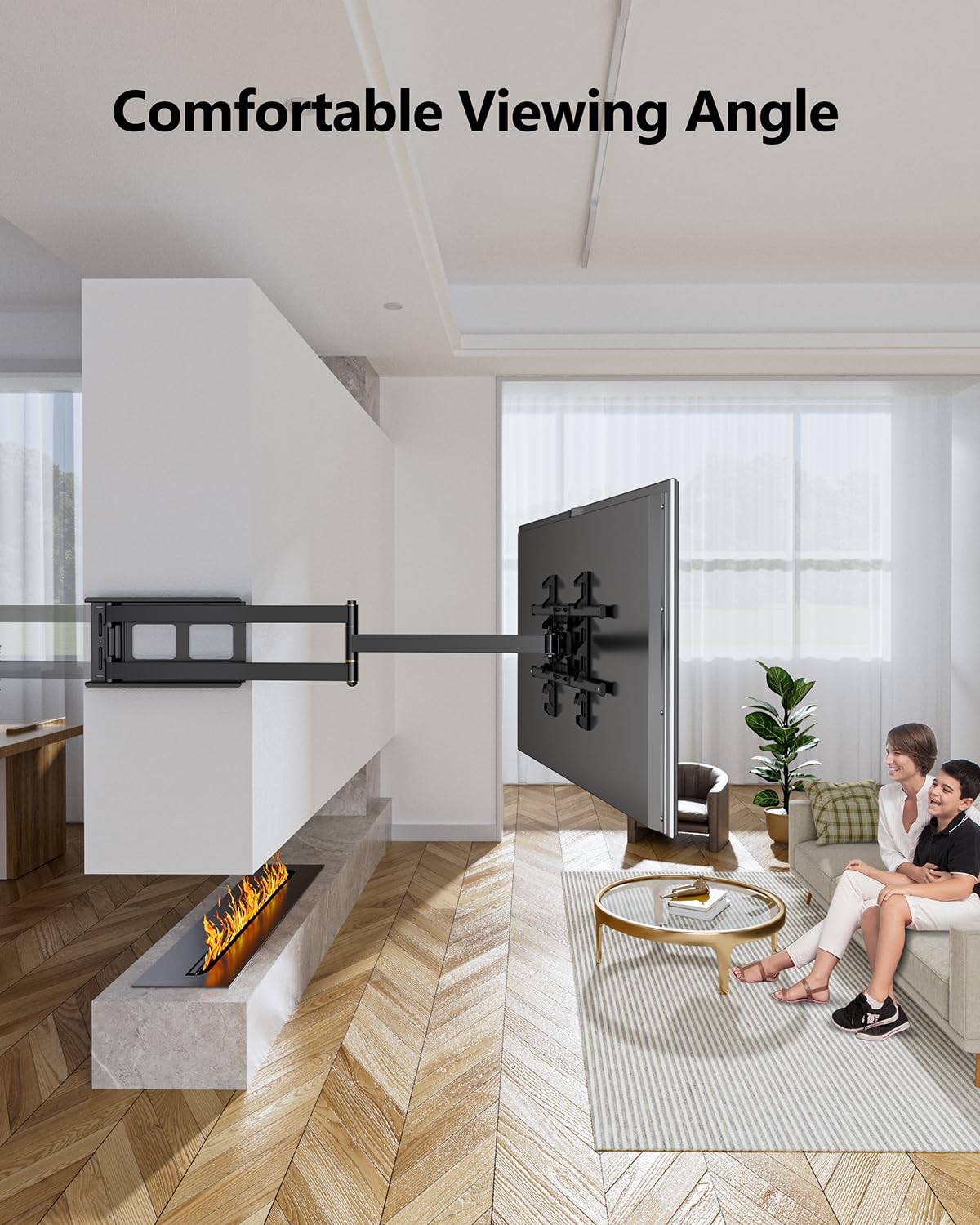 TV Mount, Height Setting Full Motion 36" Extends, Fits 42"-90" TVs,Holds 150lbs,VESA 600x400mm,Included HDMI Cable, HY9397-B