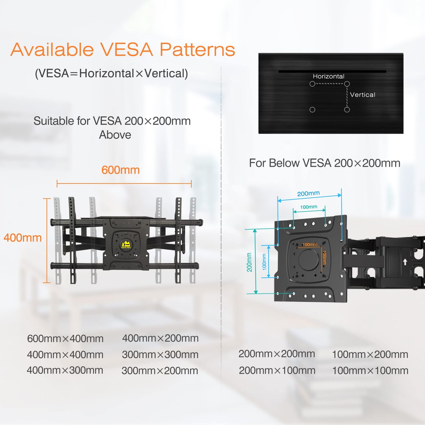 TV Wall Mount Full Motion with 36" Extension Dual Articulating for 42"-90" Flat Curved TVs, Max VESA 600x400mm Holds up to 198lbs HY9399-B