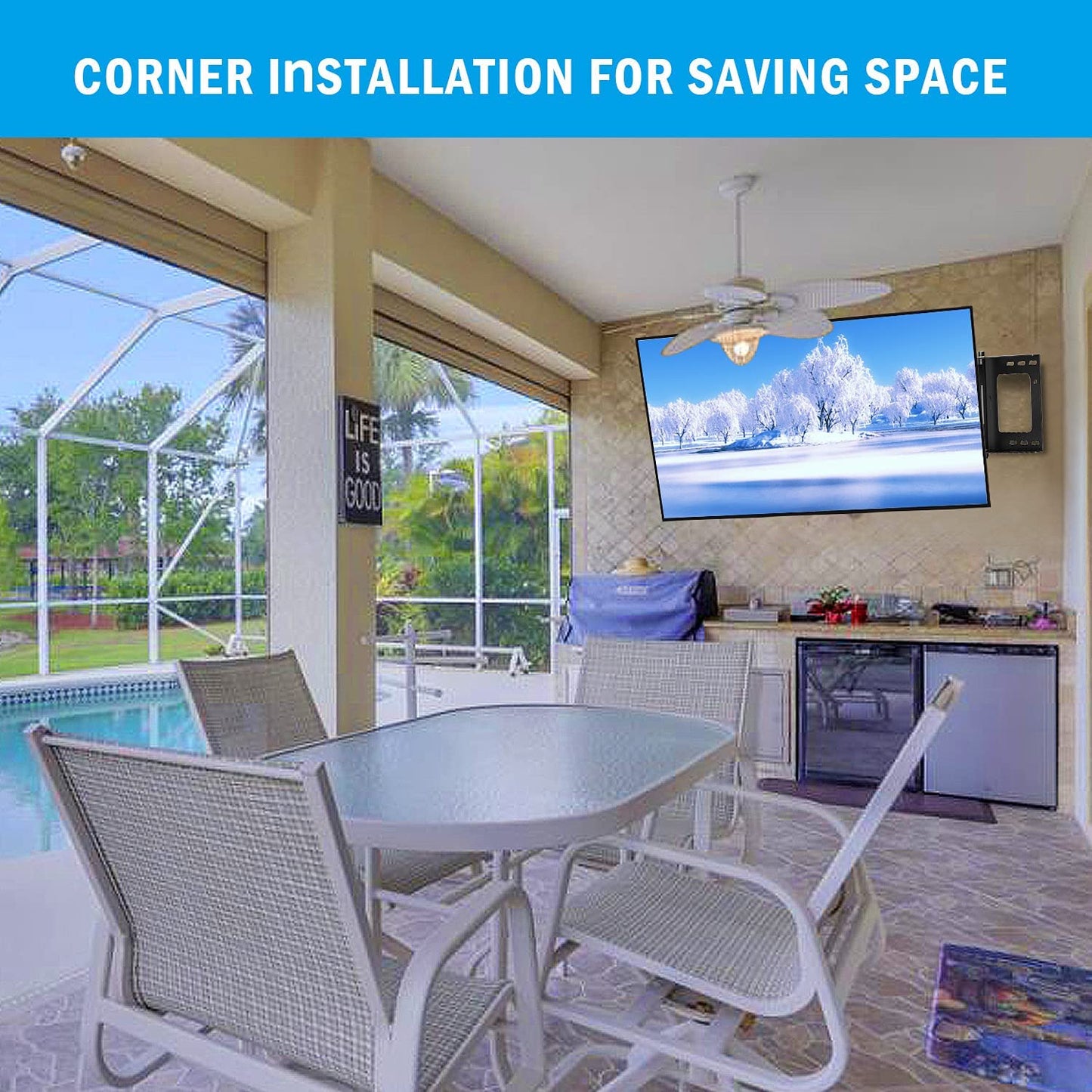 43" Extension Full Motion Corner TV Mount,Fits 17-55 Inch Flat/Curve TVs,VESA 400x400mm,Holds110 lbs