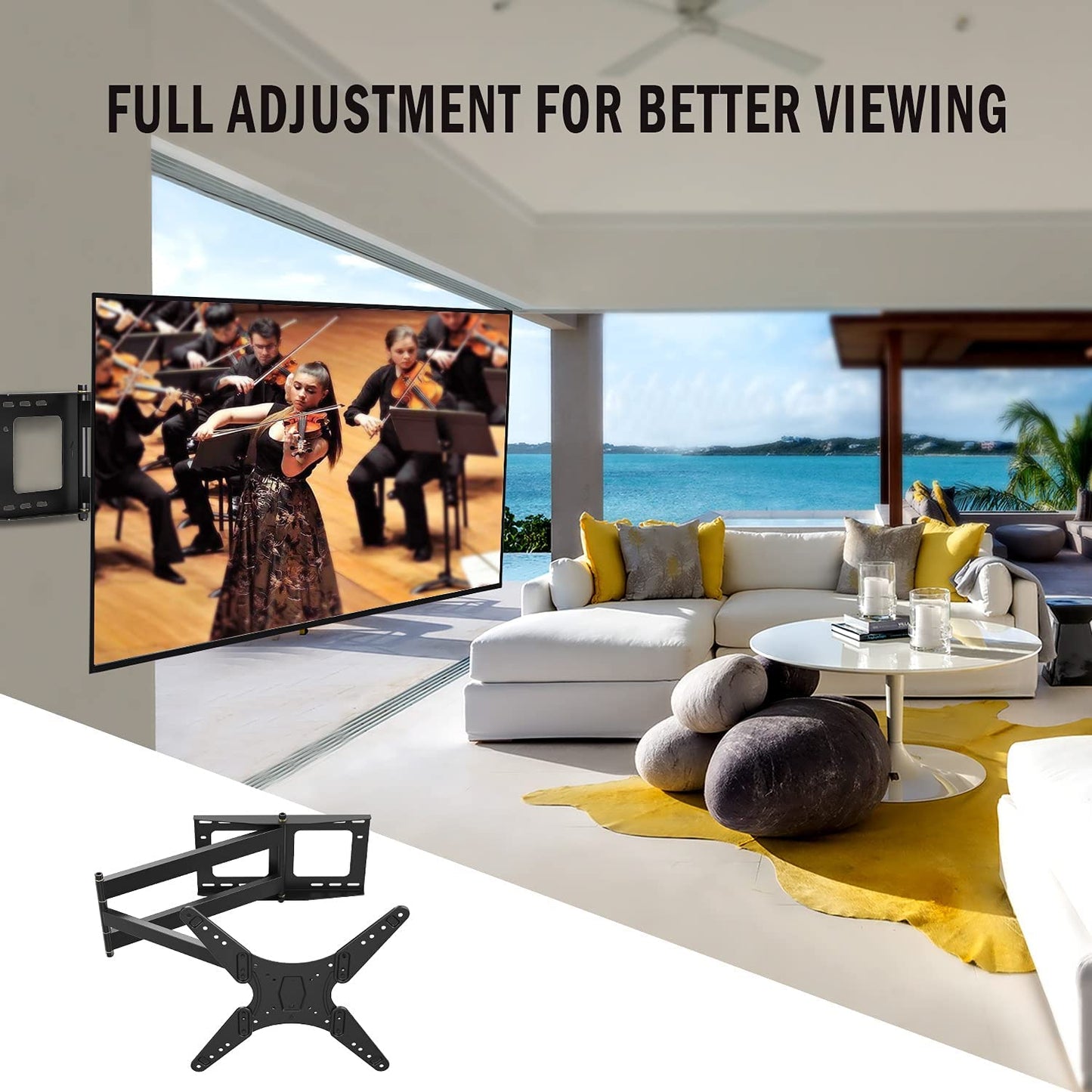 43" Extension Full Motion Corner TV Mount,Fits 17-55 Inch Flat/Curve TVs,VESA 400x400mm,Holds110 lbs