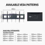 TV Mount,Dual Articulating 43 inch Long Arm Full Motion TV Wall Mount,Fits 50-100 Inch TV, VESA800x600mm & 8ft HDMI HY9402-B