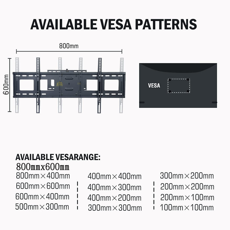 TV Mount,Dual Articulating 43 inch Long Arm Full Motion TV Wall Mount,Fits 50-100 Inch TV, VESA800x600mm & 8ft HDMI HY9402-B