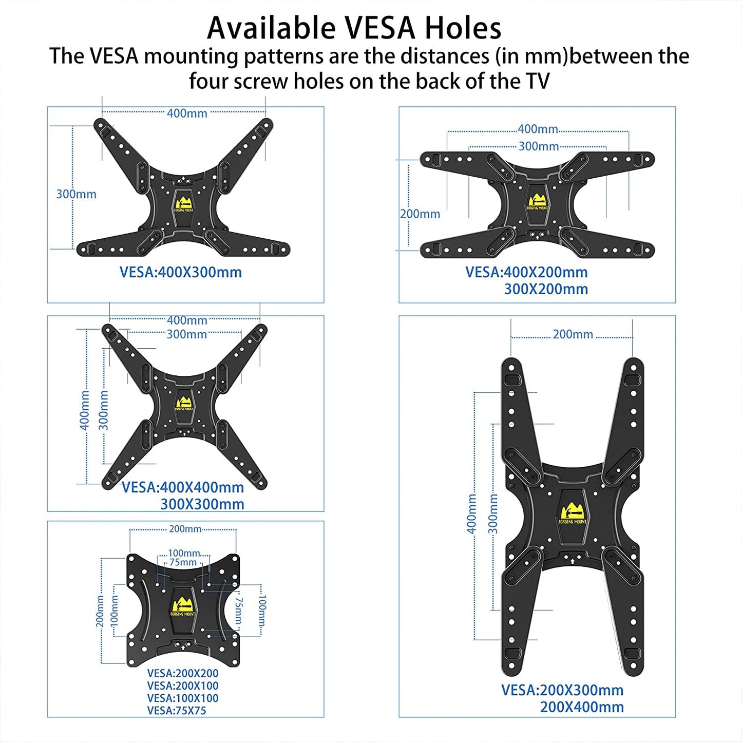 43" Extension Full Motion Corner TV Mount,Fits 17-55 Inch Flat/Curve TVs,VESA 400x400mm,Holds110 lbs