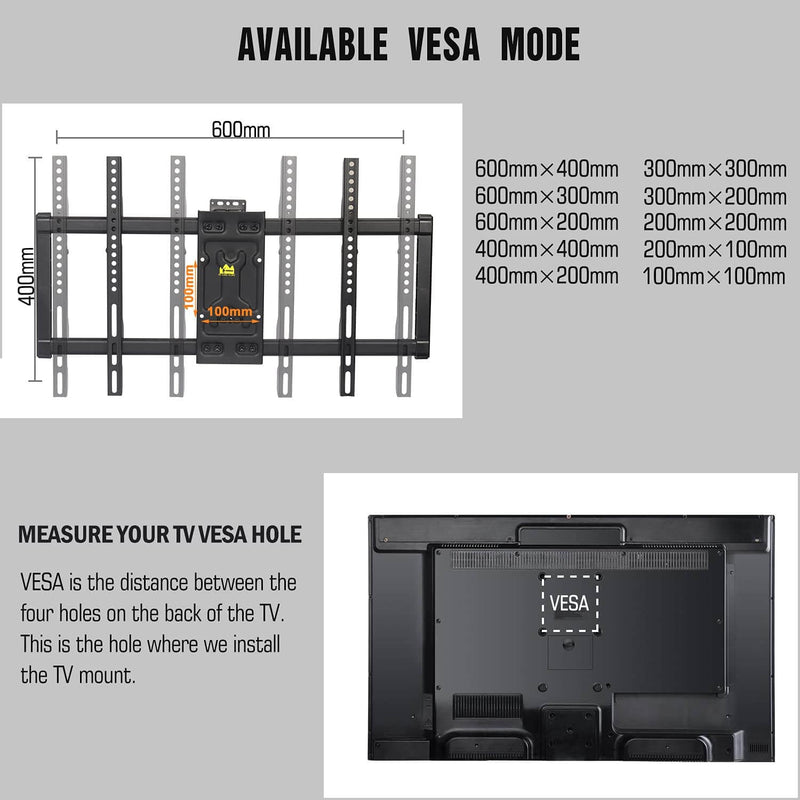 Corner TV Wall Mount Full Motion TV Corner Mount Bracket Fits 32"-65" TVs- Holds 110 lbs Max VESA 600x400 W/Tilt, Swivel and Level-HY9395-B