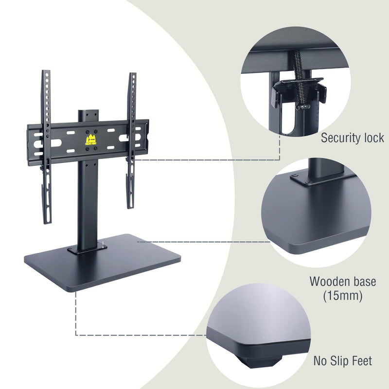 Universal TV Stand with Wooden Base for 32-55" TVs-Height Adjustment Stand Mount,Holds 99lbs,VESA 400x400mm