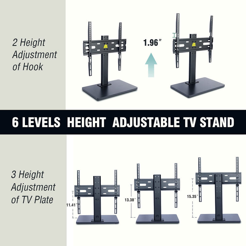 Universal TV Stand with Wooden Base for 32-55" TVs-Height Adjustment Stand Mount,Holds 99lbs,VESA 400x400mm