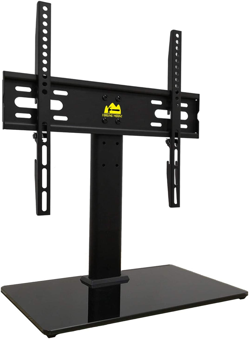 Universal TV Stand Base Table Top TV Stand for 26 to 55 Inch TVs -Height Adjustable TV Mount Stand with Tempered Glass Base & Wire Management, Holds up to 88lbs, VESA 400x400mm(Max)