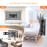TV Wall Mount Full Motion with 36" Extension Dual Articulating for 42"-90" Flat Curved TVs, Max VESA 600x400mm Holds up to 150lbs HY9399-B