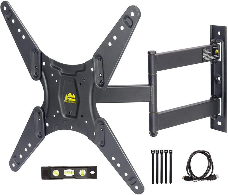 TV Wall Mount Single Stud Articulating Arm Full Motion TV Bracket for Most 26-55" TVs with Tilt, Swivel & Extends 18.5" Holds 88lbs VESA 400x400mm