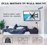 TV Wall Mount Single Stud Articulating Arm Full Motion TV Bracket for Most 26-55" TVs with Tilt, Swivel & Extends 18.5" Holds 88lbs VESA 400x400mm