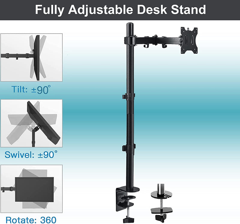 Extra Tall Single Monitor Arm Stand Desk Mount with 39.5 inch Stand-up –  Forgingmount