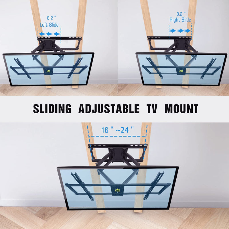 Sliding TV Wall Mount for TV Centering Dual Articulating Full Motion TV Mount - Fits 37-100 Inch Flat Curved TVs Fits 16-24" Studs,Holds 165 lbs,Max VESA 800x600mm-HY9408-B