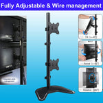 Dual Monitor Stand-Vertical Stack Screen Desk Mount Stand Support Two 17 to 32 Inch Computer Monitors with C Clamp Grommet Base,VESA 75 100 Compatible