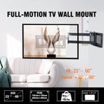 Full Motion TV Mount with 43" Extension Articulating Arm, Fits 26-60" Flat/Curve TVs/Monitors,Holds 99 lbs,Max VESA 400x400mm HY9418-B