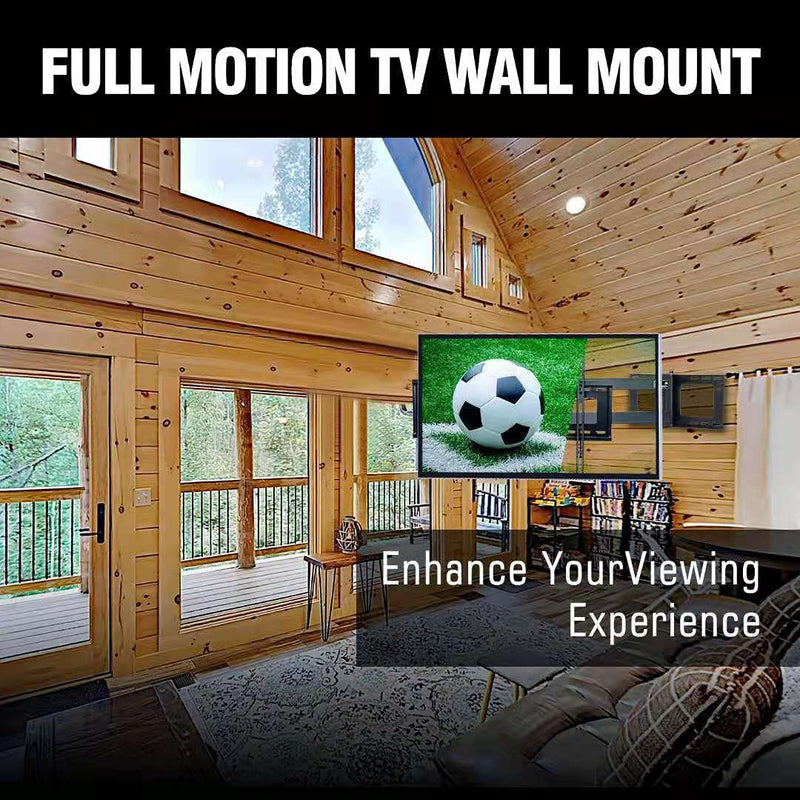FORGING MOUNT-Extra Long Reach 109cm TV Wall Bracket Mount Swivel Tilt Full Motion Articulating Arm TV Bracket for 32-80 Inch Flat/Curve TVs,50kg weight rating,VESA 600x400mm(Max)-FM9388-B