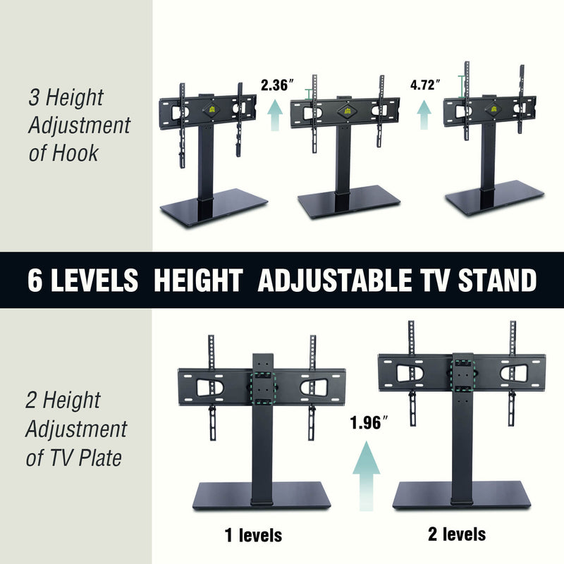 Swivel Univerial Table Top TV Stand TV Base for 37-70" TVs-Height Adjustable, VESA 600x400mm Holds 99lbs