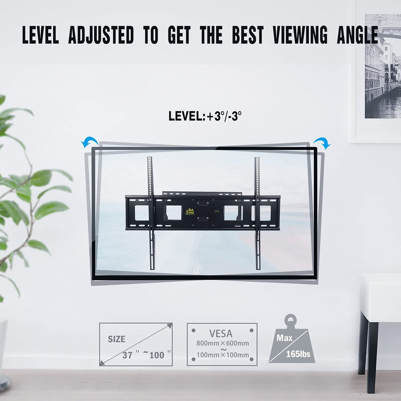TV Wall Mount with Sliding Design for 37-100 Inch TVs, Easy for TV Centering on Wall,Full Motion TV Mount Bracket,Swivel Extends to 25" -Fit 16"~ 24" Studs, Max VESA 800x600mm-HY9411-B