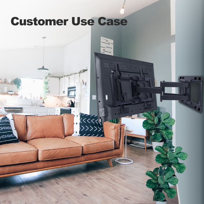 Sliding TV Mount for TV Centering Full Motion TV Wall Mount with 25" Dual Articulating Arm for 37-82" TVs,Fits 16-24" Studs,Loads 132Lbs Max VESA 600x400mm,by FORGING MOUNT-HY9396-B