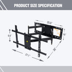 Full Motion TV Mount for 37-86inch TVs, Heavy Duty TV Wall Mount with Dual 30?Long Arm, Wall Mount TV Bracket Holds up to 165lbs,VESA 600x400mm Fits 24" 18" 16" Wood Studs by FORGING MOUNT-HY9404