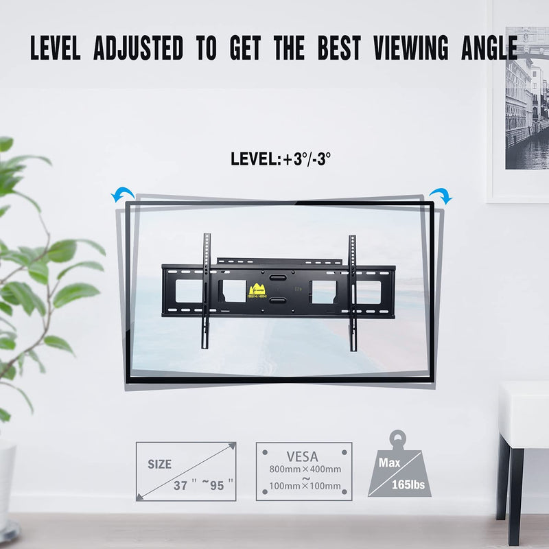 Sliding TV Wall Mount for TV Centering Full Motion TV Mount Bracket Swivel Extends to 25 in,Fits 37-95 Inch Flat Curved TVs Fits 16-24" Studs,Holds 165 lbs,Max VESA 800x400mm HY9410
