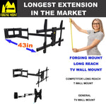 FORGING MOUNT Long Arm TV Mount Full Motion Wall Mount TV Bracket with 43 inch Extension Articulating Arm TV Wall Mount-HY9391