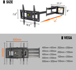 Full Motion TV Mount with 43" Extension Articulating Arm, Fits 26-60" Flat/Curve TVs/Monitors,Holds 99 lbs,Max VESA 400x400mm HY9418-B