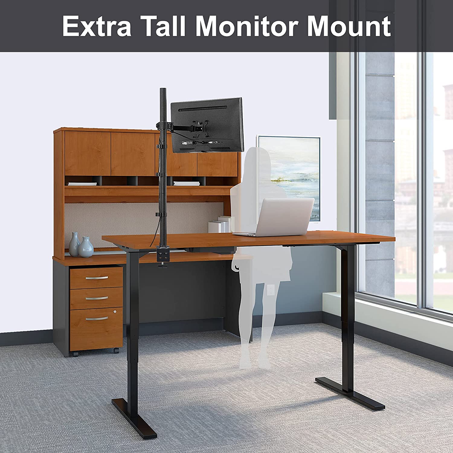 Extra Tall Single Monitor Arm Stand Desk Mount with 39.5 inch