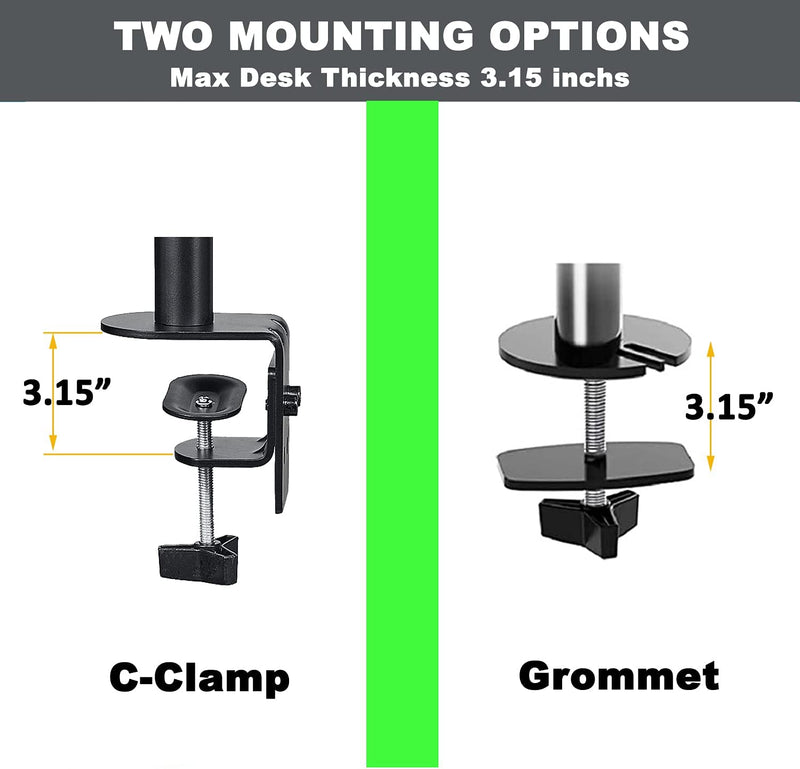 Quad Monitor Stand Mount,Full Adjustable Computer Monitor Arm Desk Mount Fits Four Screens up to 27 Inches, VESA 75 100, Each Arm Holds up to 22lbs, with C-Clamp and Grommet Base