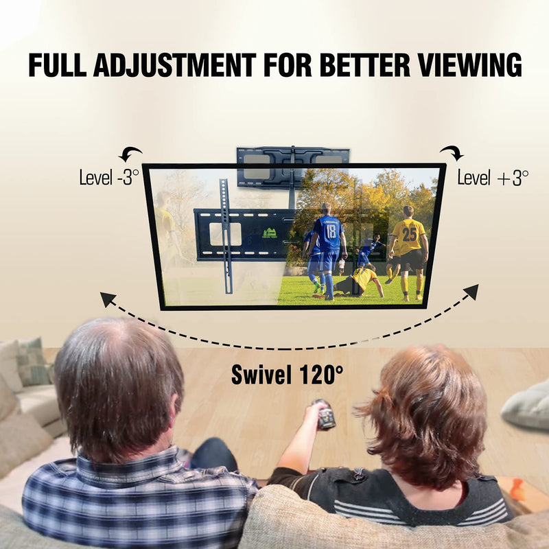 TV Mount, Dual Articulating Arm Full Motion TV Mount with 43 inch Long Arm,Fits 42 to 90 Inch Flat/Curve TVs, Holds up to 132 lbs,Max VESA 600x400mm,HY9398-B