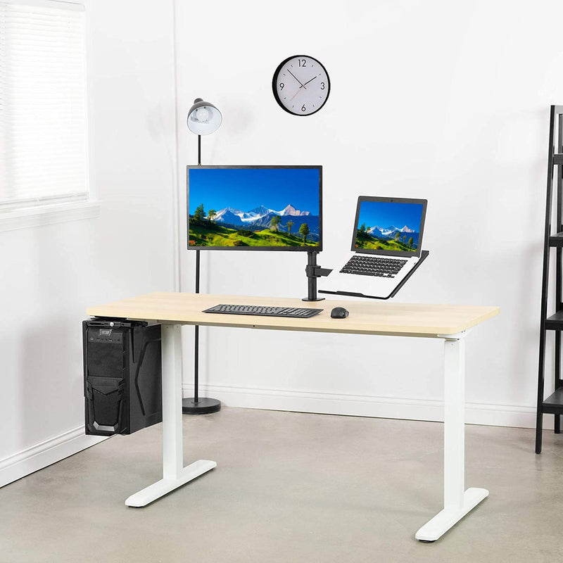 Laptop Monitor Mountstand with Keyboard Tray,Adjustable Monitor arm Desk Mount with Clamp&Grommet Mounting Base for 13-32'' LCD ComputerScreens Upto 22lbs,Notebook upto17''