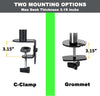 Extra Tall Single Monitor Arm Stand Desk Mount with 39.5 inch Stand-up Pole, Fully Adjustable Stand with C Clamp/Grommet Mounting Base Fits 13-32 Inch Computer Screen, Holds up to 22lbs