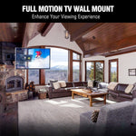 TV Mount, Dual Articulating Arm Full Motion TV Mount with 43 inch Long Arm,Fits 42 to 90 Inch Flat/Curve TVs, Holds up to 132 lbs,Max VESA 600x400mm,HY9398-B