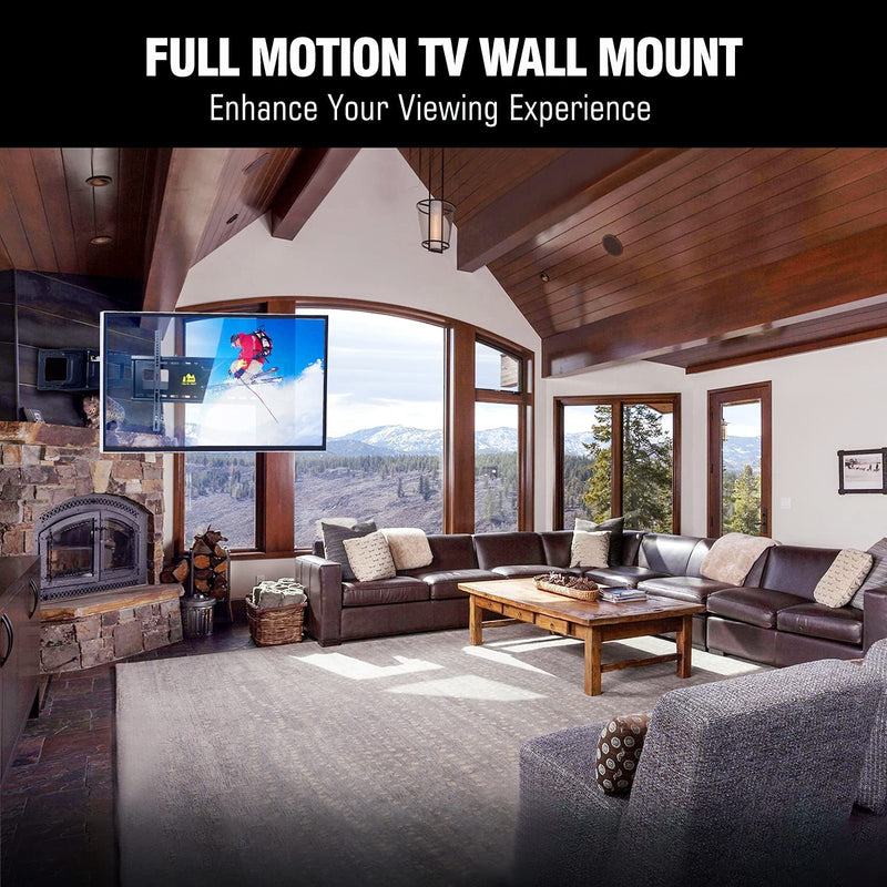 TV Mount, Dual Articulating Arm Full Motion TV Mount with 43 inch Long Arm,Fits 42 to 90 Inch Flat/Curve TVs, Holds up to 132 lbs,Max VESA 600x400mm,HY9398-B
