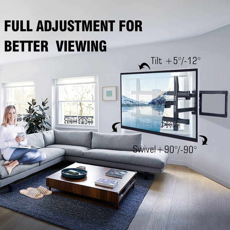 Long Extension TV Mount Corner Wall Mount TV Bracket Full Motion with 30 inch Long Arm its 37 to 75" Flat/Curve TVs-HY9389-B