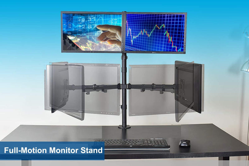 Quad Monitor Stand Mount,Full Adjustable Computer Monitor Arm Desk Mount Fits Four Screens up to 27 Inches, VESA 75 100, Each Arm Holds up to 22lbs, with C-Clamp and Grommet Base