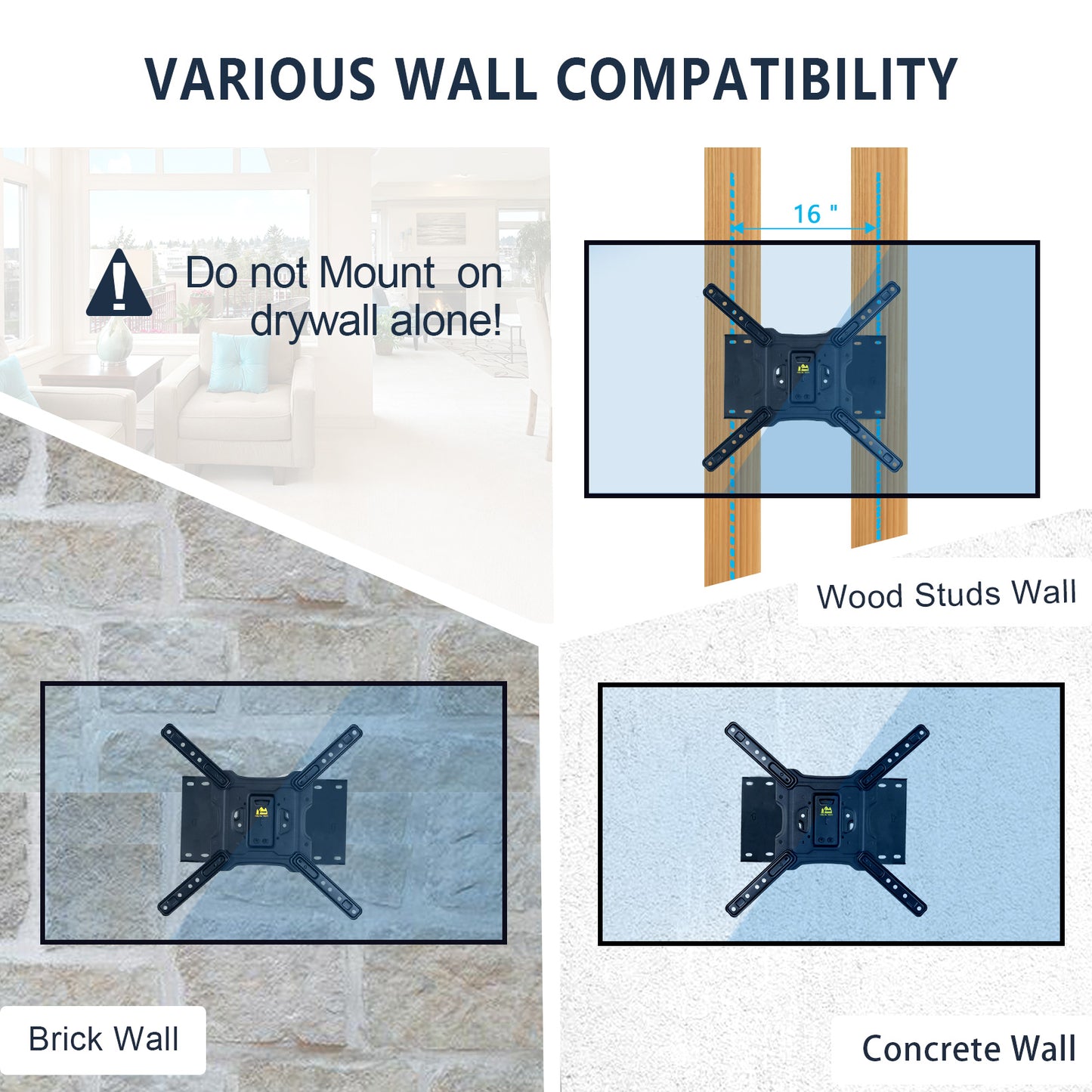 Full Motion TV Mount with 43" Articulating Arm,Fits 22 to 55 Inch Flat/Curve TVs & Monitors