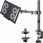 Laptop Notebook Desk Mount Stand -Height Adjustable Single Monitor Arm Mount with C Clamp, VESA 75,100mm for Alternative Laptop 12-19" and Monitor 15-32 inch