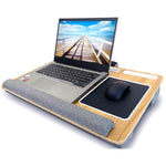 Home Office Lap Desk with Cushion Wrist Rest,Mouse Pad,Phone Holder -Fits Up to 17 Inchs Laptop for Notebook, MacBook,Tablet,Laptop Stand with Tablet,Pen- Wood Grain