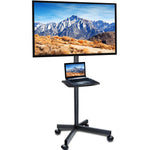 TV Cart for 23-55" TV Mobile TV Stand on Wheels Rolling Floor Stand with DVD Tray, fits VESA 400x400mm, Holds 80 lbs