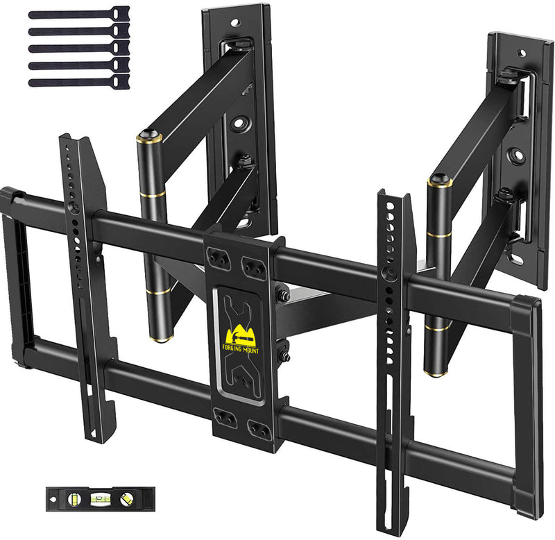 Corner TV Wall Mount Full Motion TV Corner Mount Bracket Fits 32"-65" TVs- Holds 110 lbs Max VESA 600x400 W/Tilt, Swivel and Level-HY9395-B