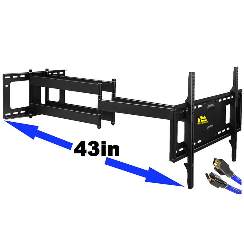 TV Mount, Dual Articulating Arm Full Motion TV Mount with 43 inch Long Arm,Fits 42 to 90 Inch Flat/Curve TVs, Holds up to 132 lbs,Max VESA 600x400mm,HY9398-B