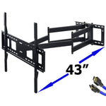 TV Mount,Dual Articulating 43 inch Long Arm Full Motion TV Wall Mount,Fits 50-100 Inch TV, VESA800x600mm & 8ft HDMI HY9402-B