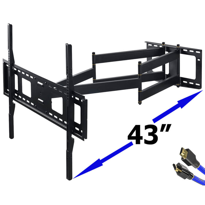 TV Mount,Dual Articulating 43 inch Long Arm Full Motion TV Wall Mount,Fits 50-100 Inch TV, VESA800x600mm & 8ft HDMI HY9402-B